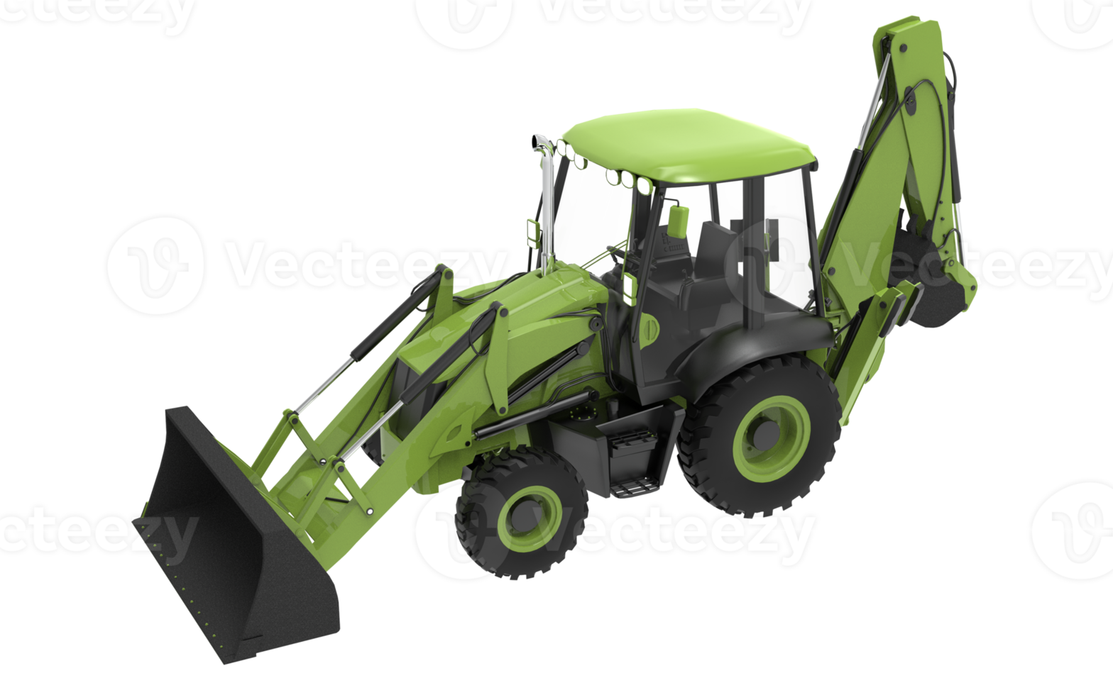 Green JCB tractor, excavator - heavy duty equipment vehicle png