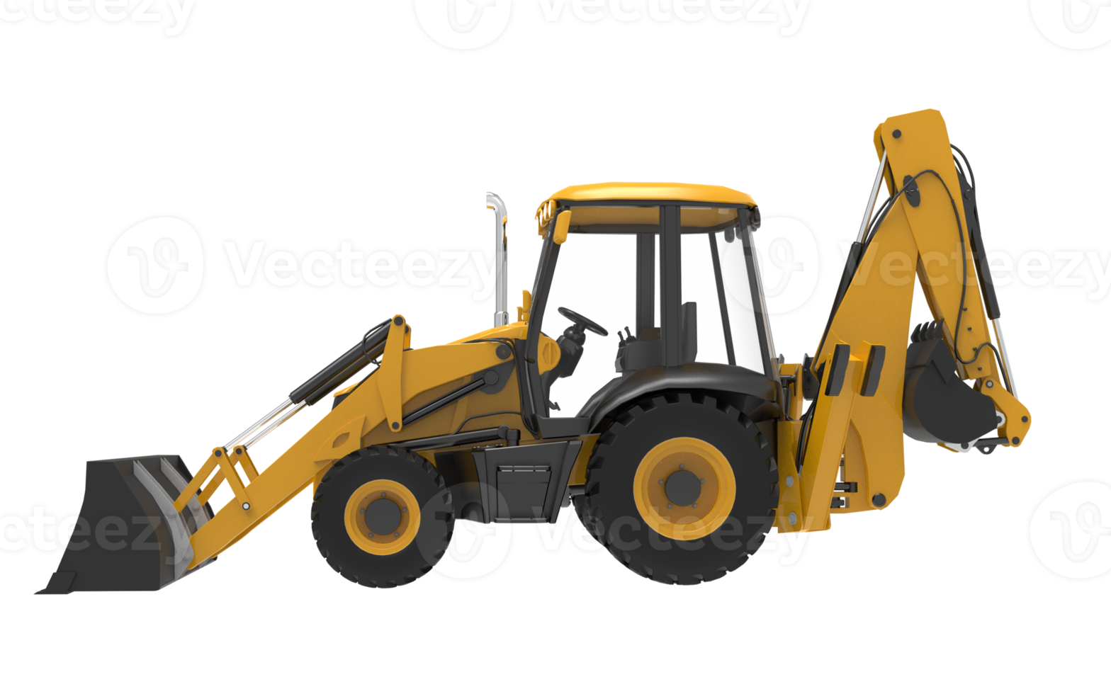 Yellow JCB tractor, excavator - heavy duty equipment vehicle png