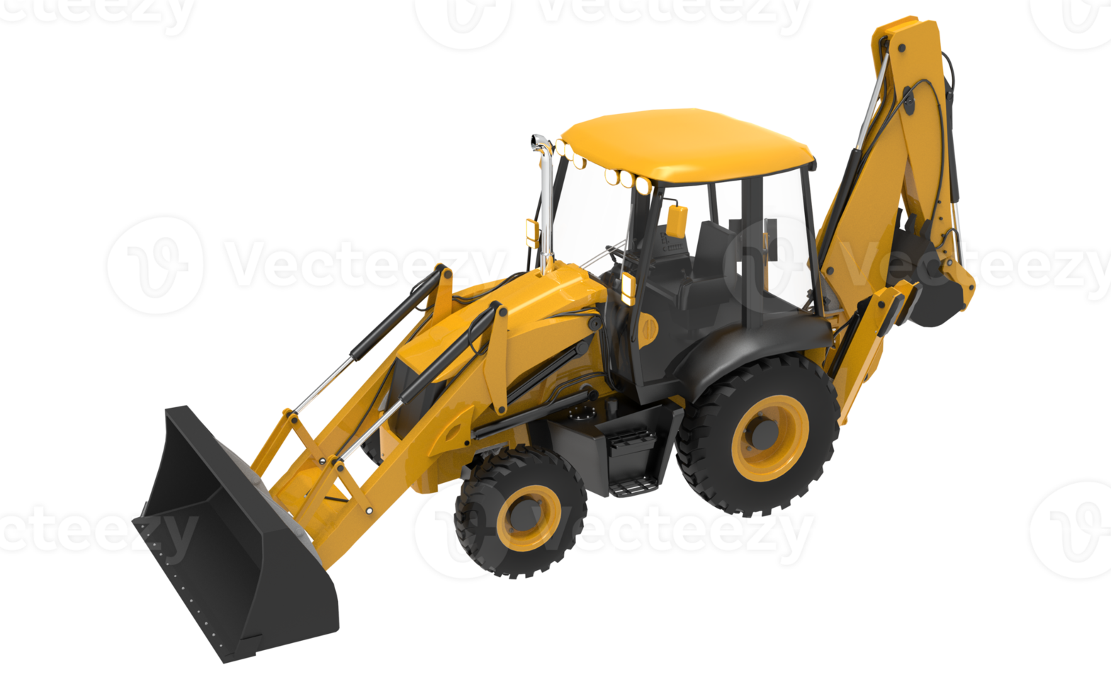 Yellow JCB tractor, excavator - heavy duty equipment vehicle png