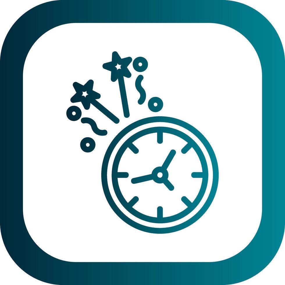 New Year Clock Vector Icon Design