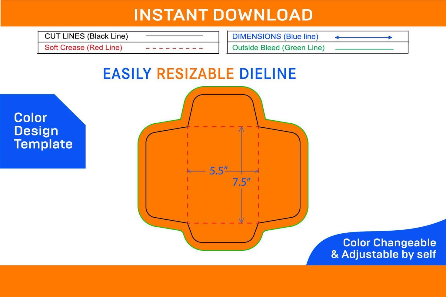 Open end Small size envelope or Catalog envelope 5.5x7.5 inch die cut template Color Design Template vector