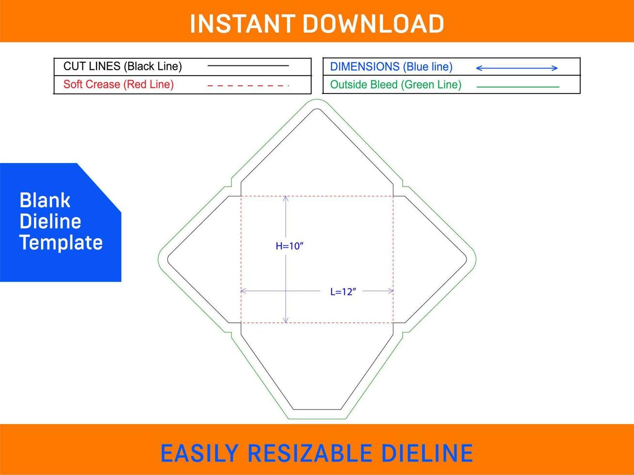 Document holder envelope die cut template Blank dieline template vector