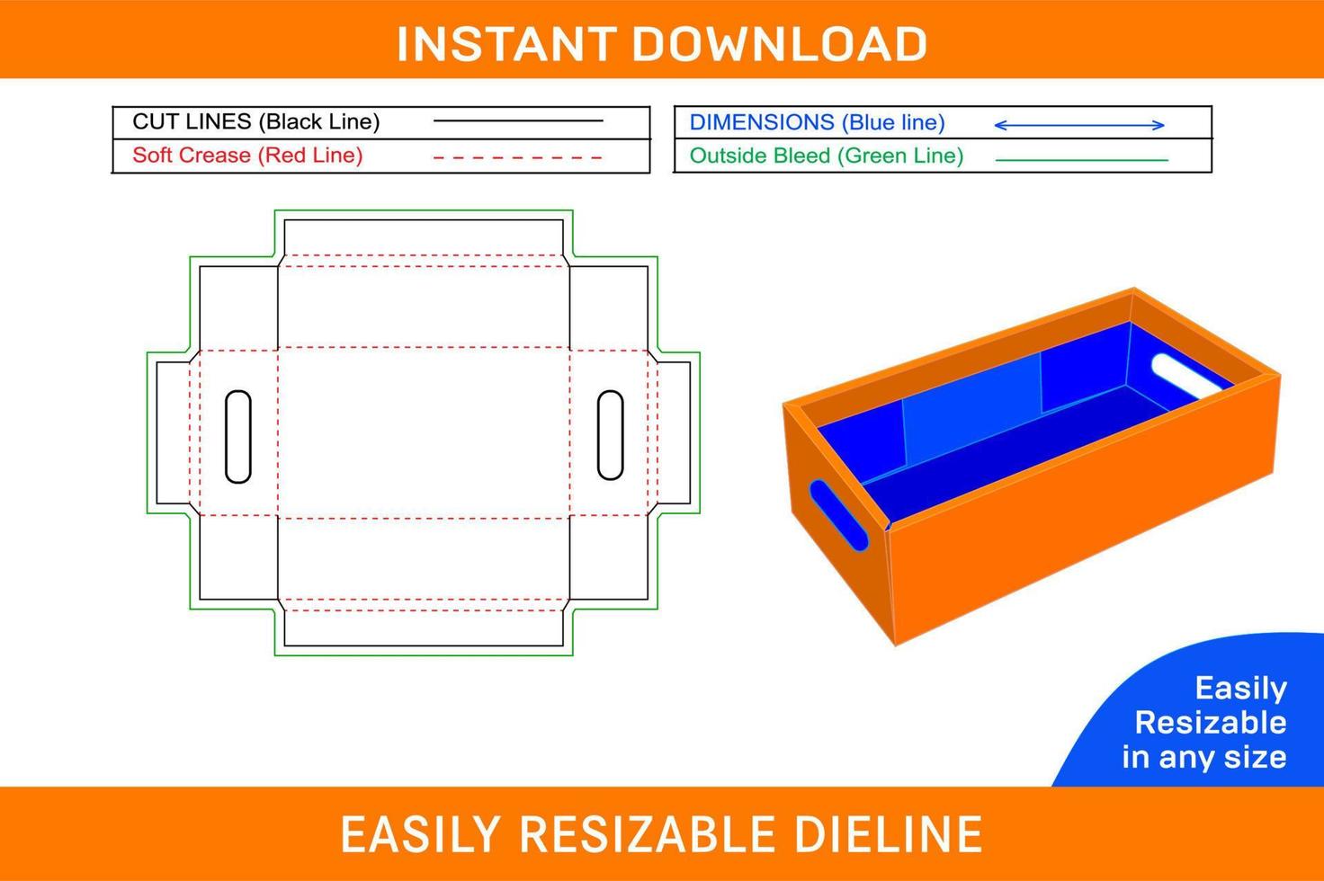 Fruit carton box, vegetable Corrugated box dieline template and 3D box design Box dieline and 3D box vector