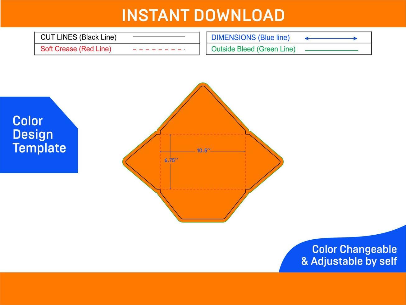 Custom envelope dieline template and 3D envelope design Color Design Template vector