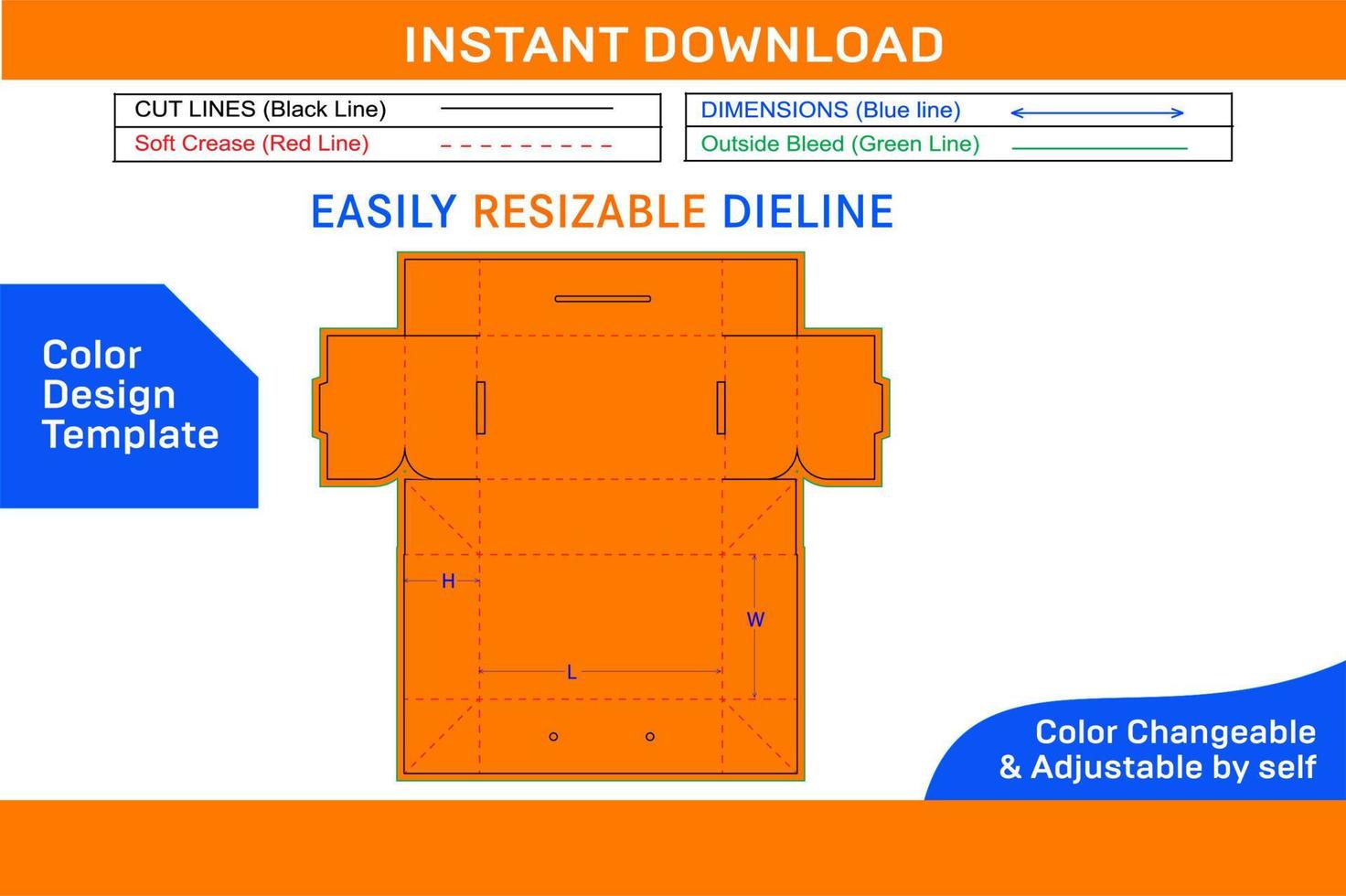 Shoebox with handle die cut template and 3d box design Color Design Template vector