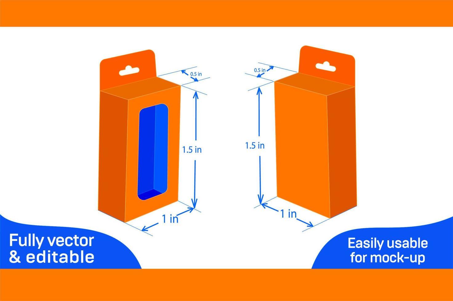 móvil cargador caja, fondo chasquido bloquear con colgando ventana caja 1x0.5x1.50in dieline modelo 3d caja vector