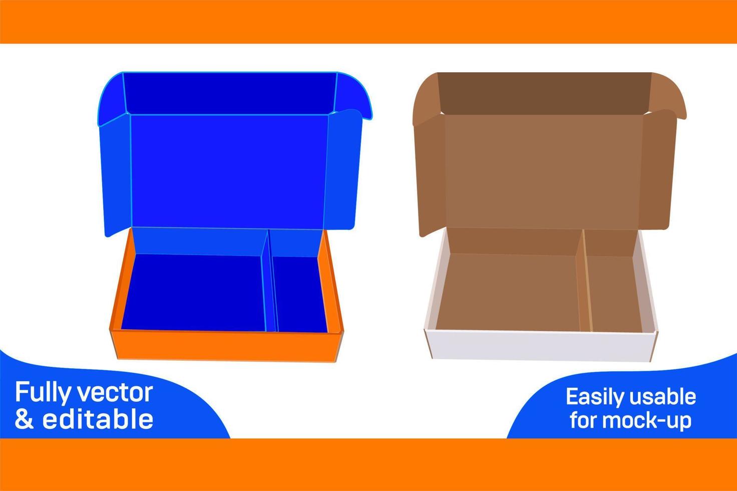 remitente caja o acanalado Envío rodar final caja con separador dieline modelo vector