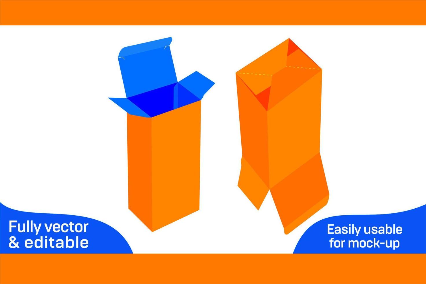 Auto bottom closer gift box die cut template and 3d box design 3D box vector