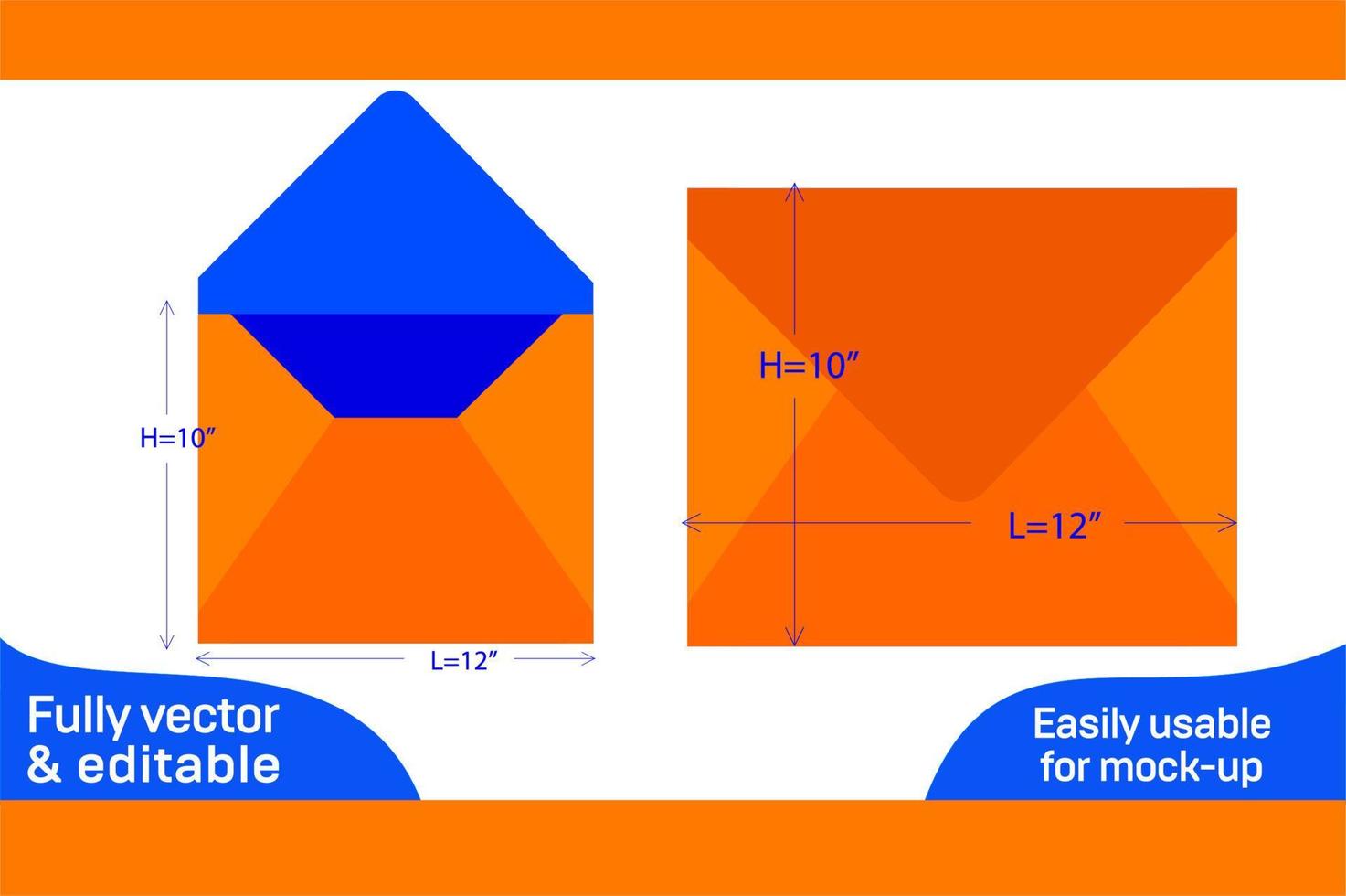 Document holder envelope die cut template 3D box vector