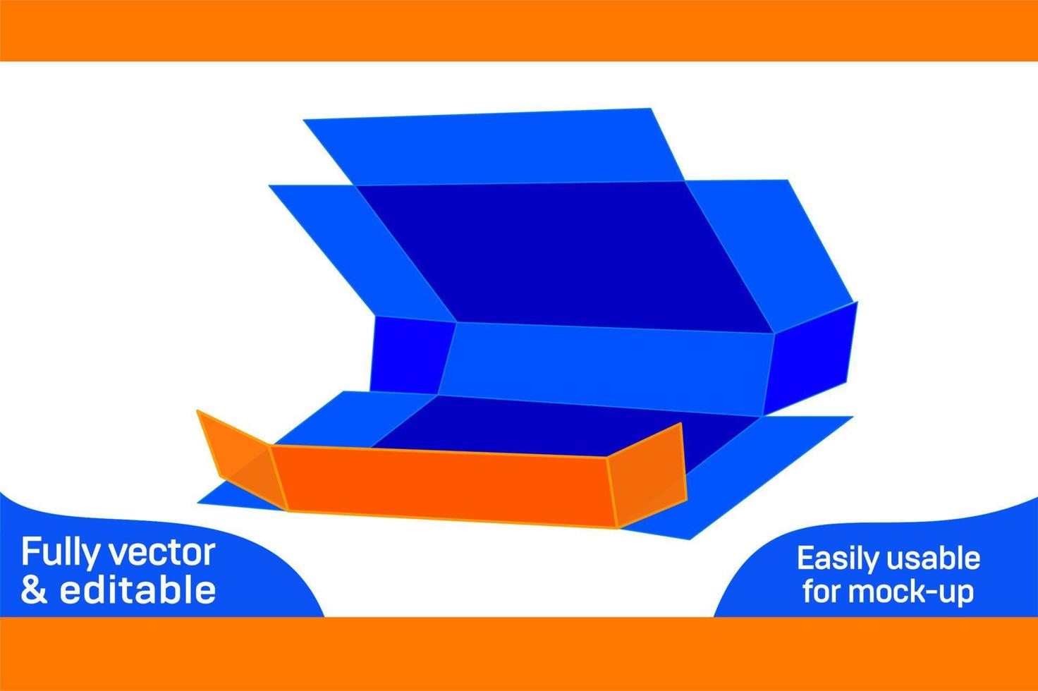 Five panel folding box and corrugated shipping box, die cut template 3D box vector