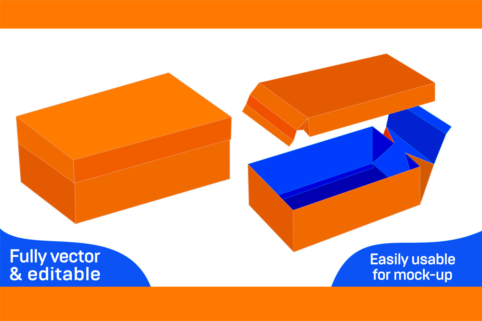 Corrugated standard shipping box, without glue foldable box dieline