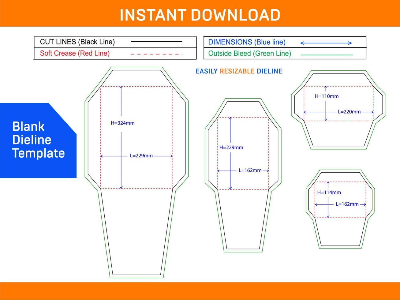 Envelope set of standard sizes dieline template Blank dieline template vector