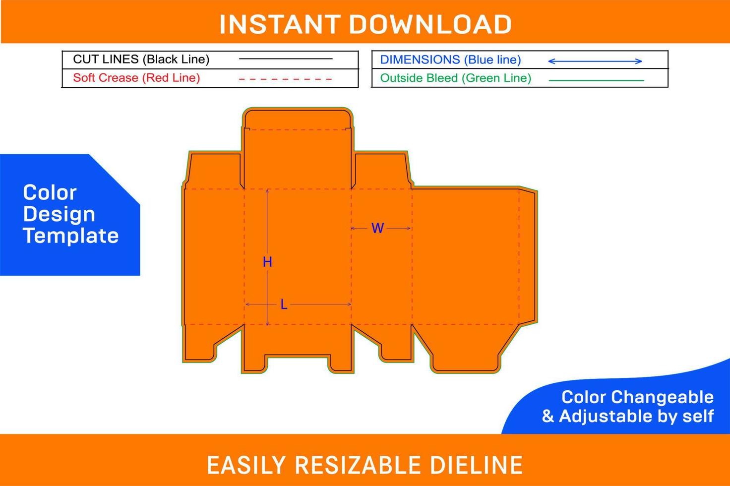 Medicine box, Tuck Top Snap Lock box dieline template Color Design Template vector