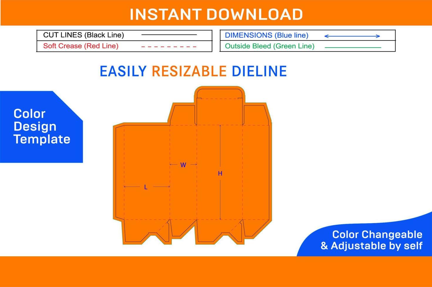 Auto bottom closer gift box die cut template and 3d box design Color Design Template vector