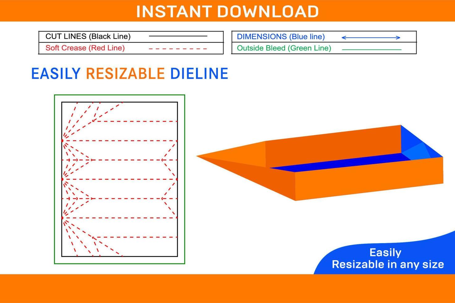 barco conformado bandeja dieline modelo y 3d barco diseño caja dieline y 3d caja vector