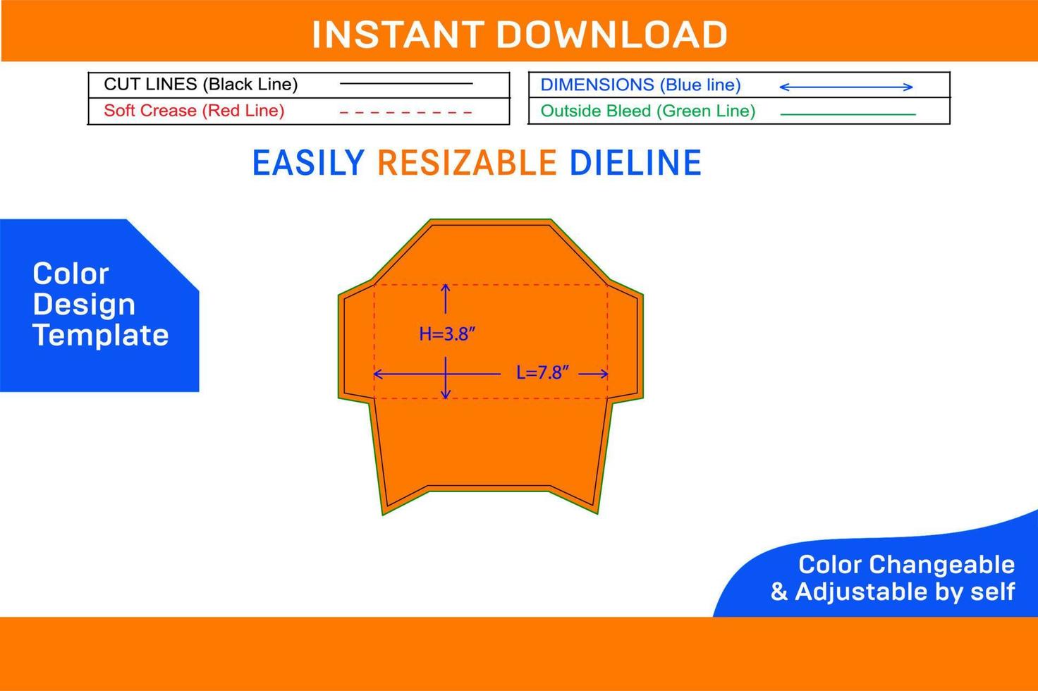 Creative envelope die cut template and 3D envelope design Color Design Template vector