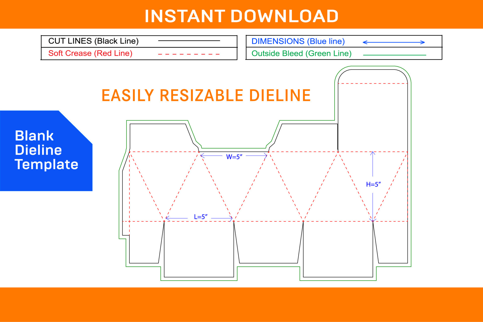 Diamond shape square size box dieline template and 3D box design Blank