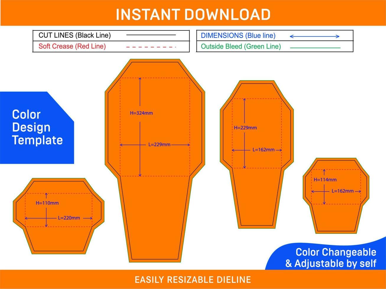 Envelope set of standard sizes dieline template Color Design Template vector