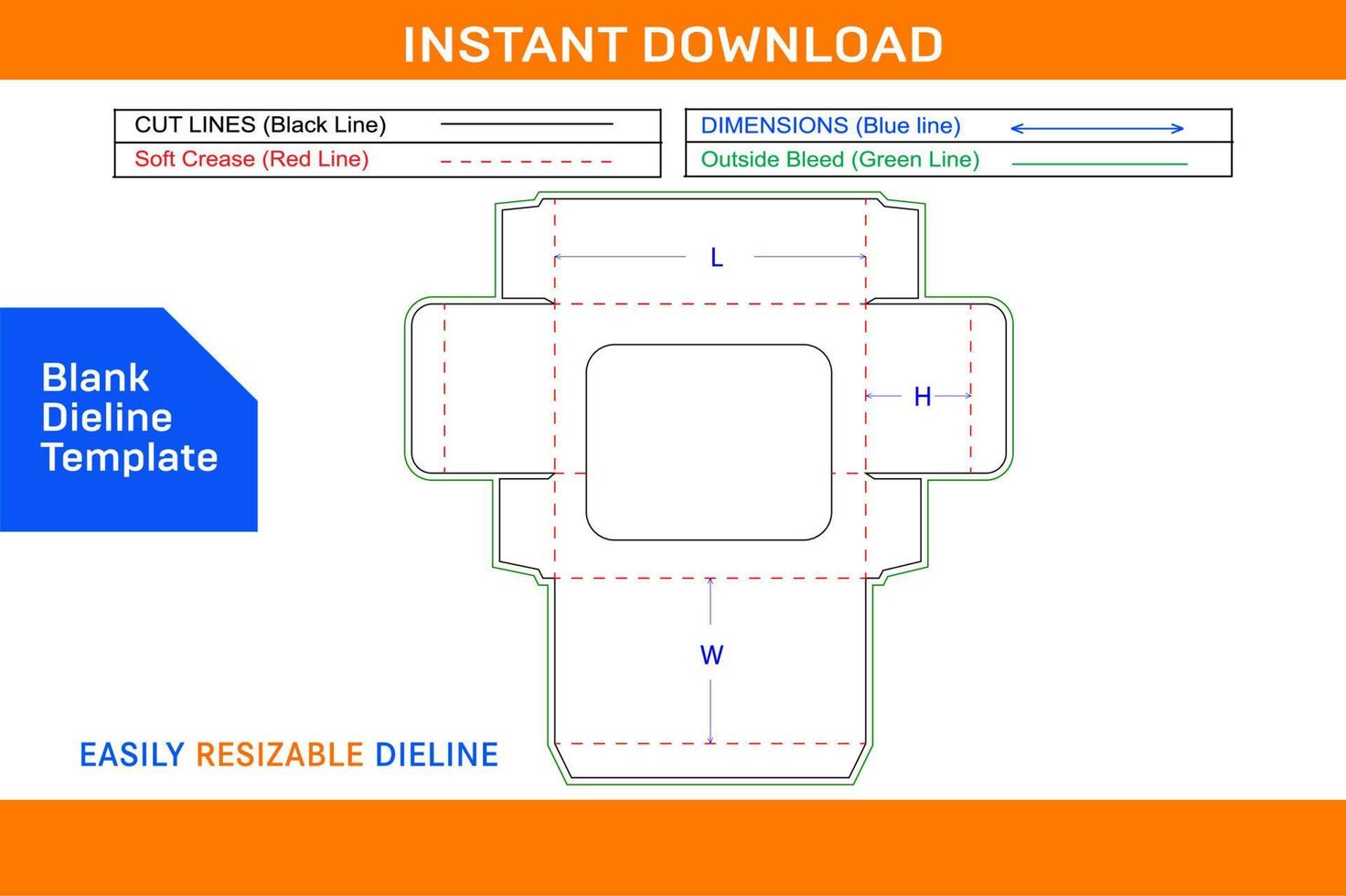 2 side window amazing box die cut template and 3d box design Blank dieline template vector