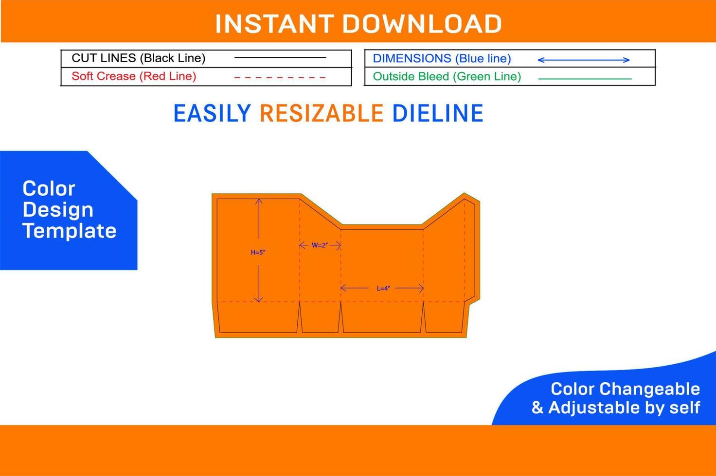 Leaflet cardboard box dieline template and 3D box design Color Design Template vector