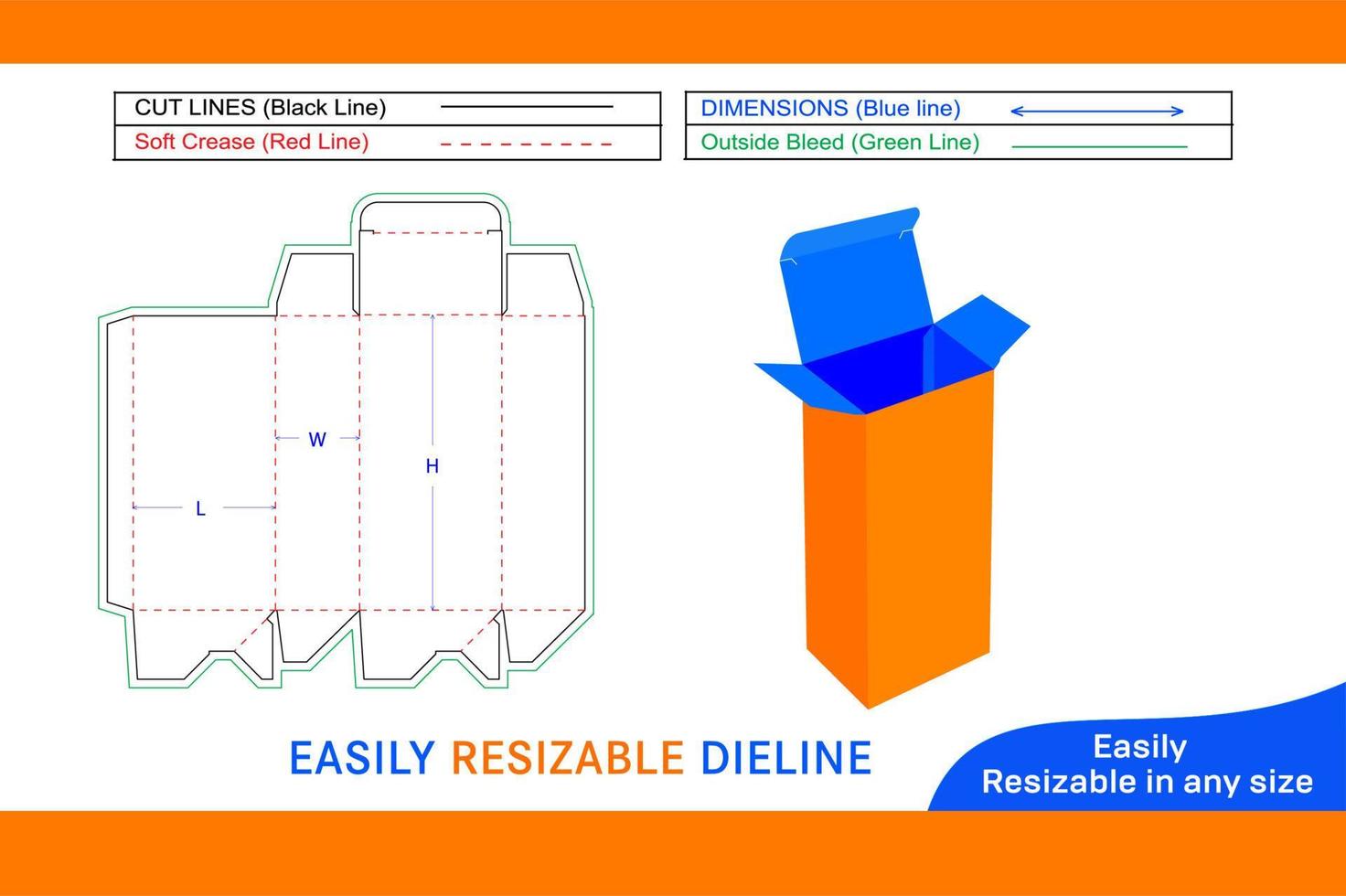 Auto bottom closer gift box die cut template and 3d box design Box dieline and 3D box vector