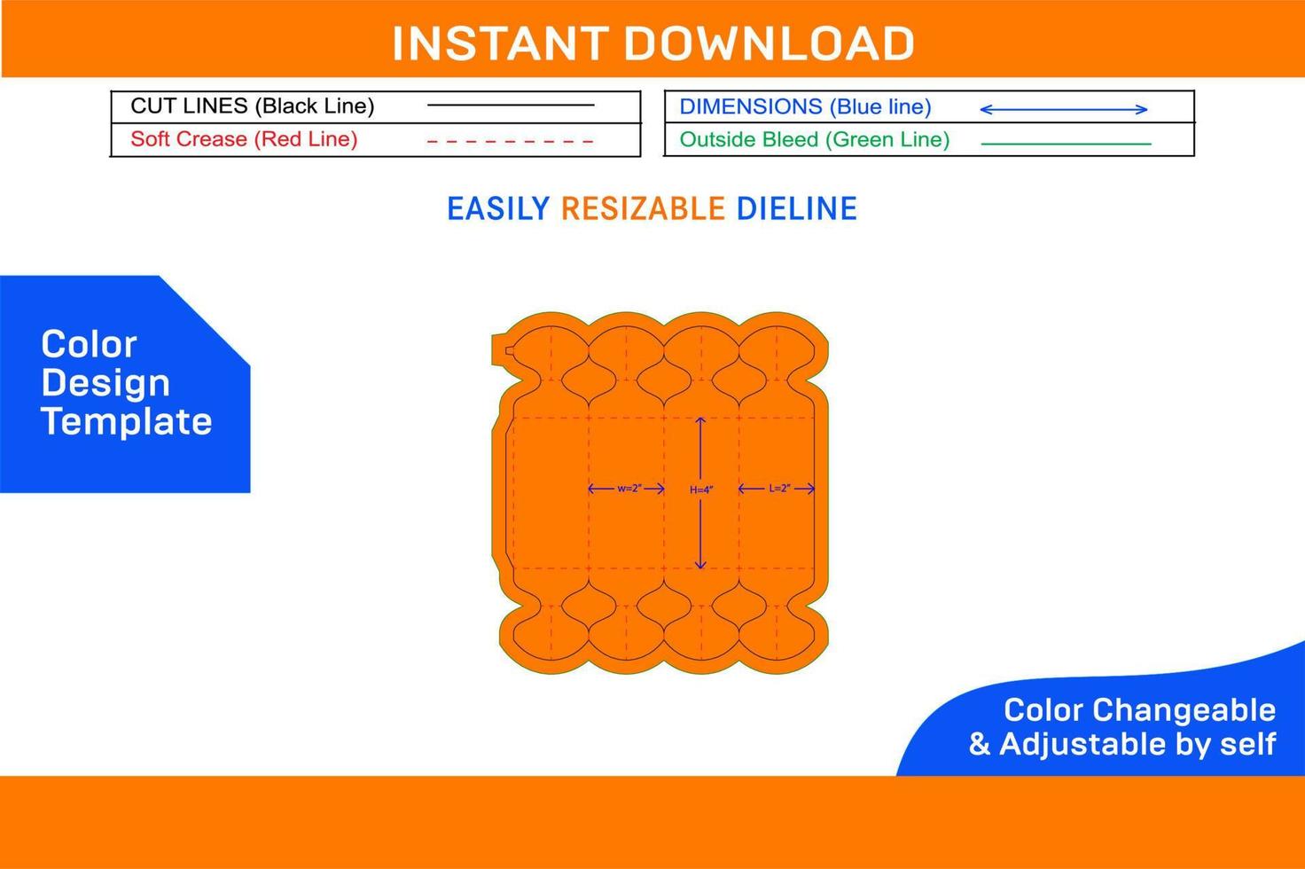 Chocolate box die cut template and 3D box design Color Design Template vector