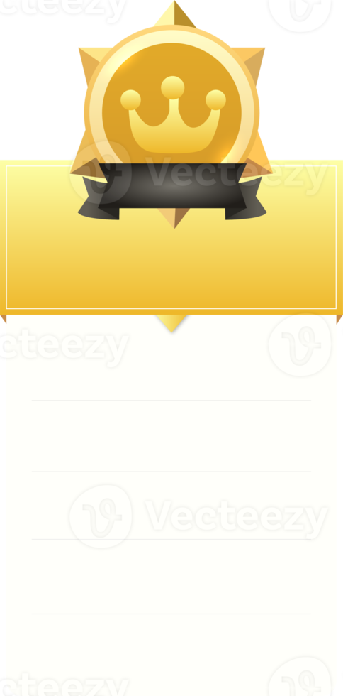 Gold medals.award medals icons with form or list png