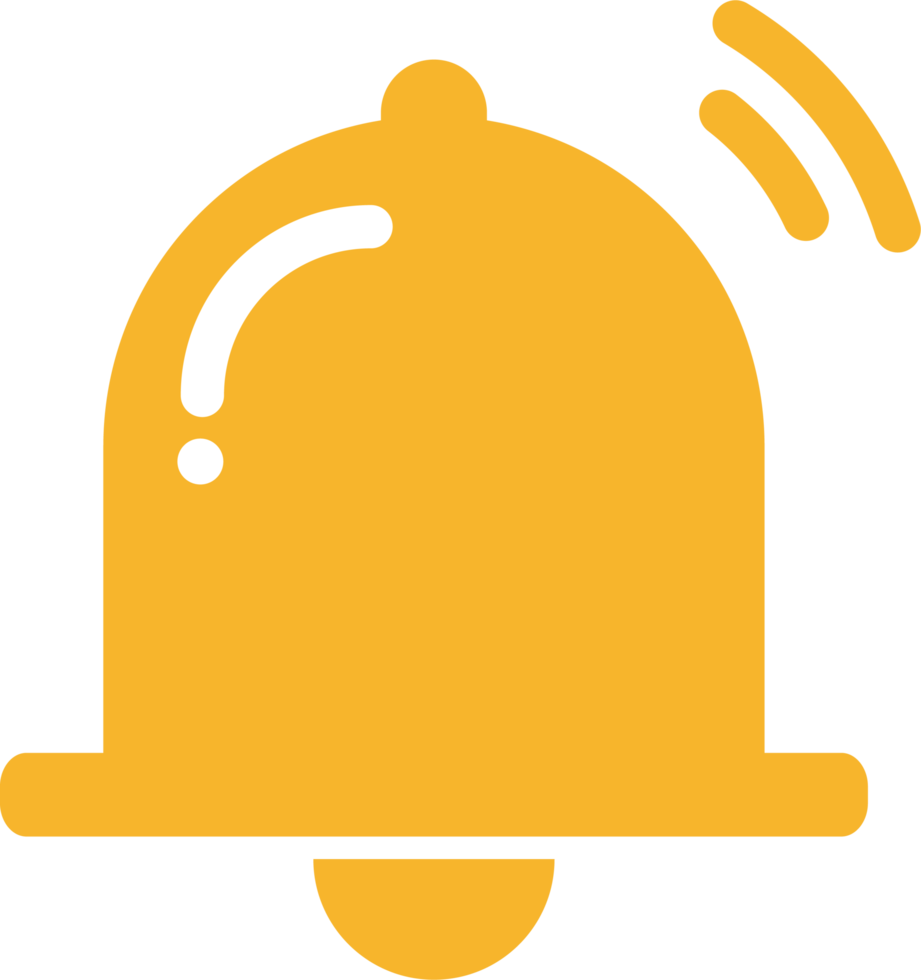 Notification bell icon . Ringing bell and notification sign for alarm clock and smartphone application alert or new message. png