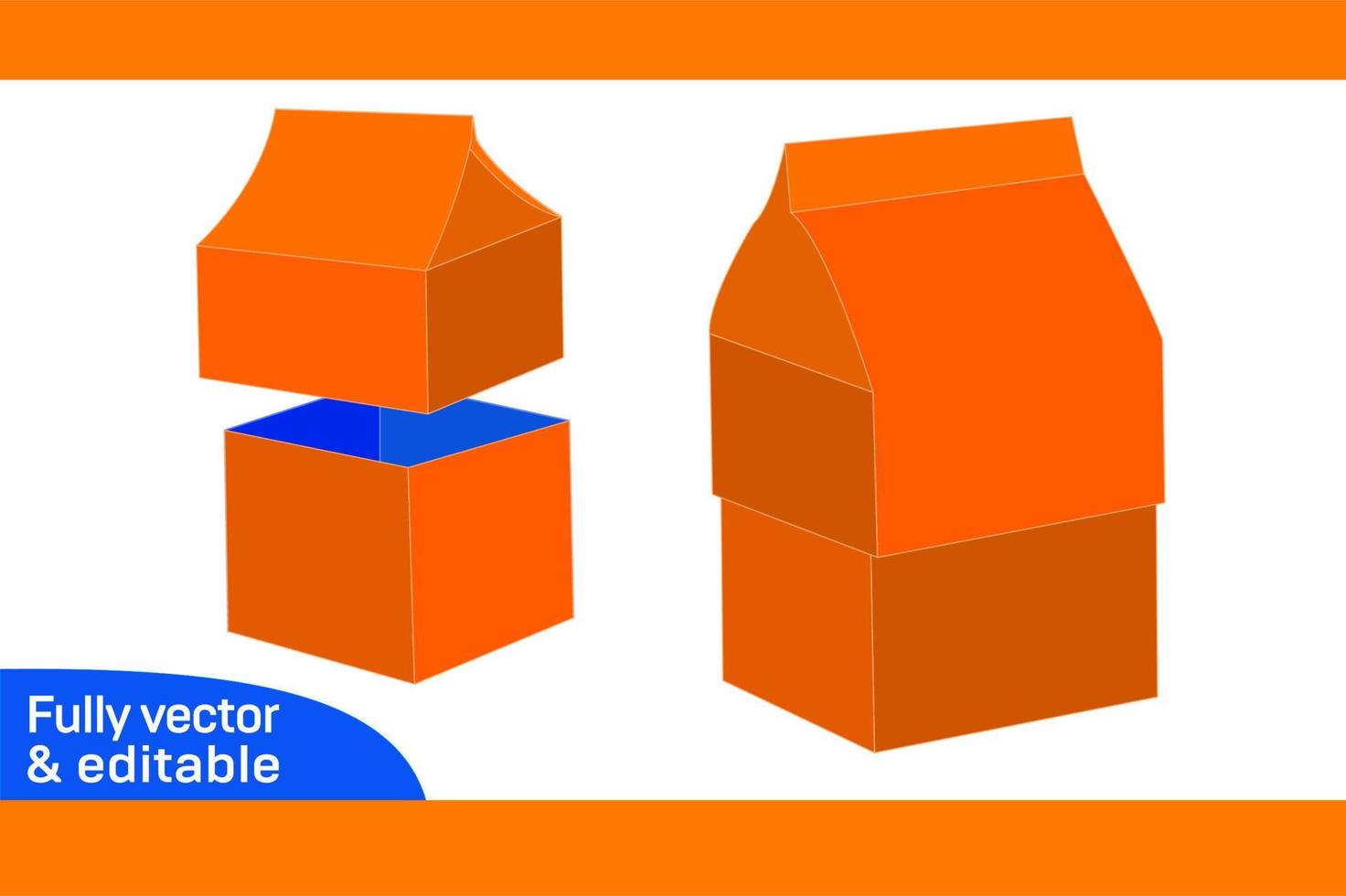 regalo caja, casa estilo sorpresa regalo caja dieline modelo y 3d caja diseño 3d caja vector