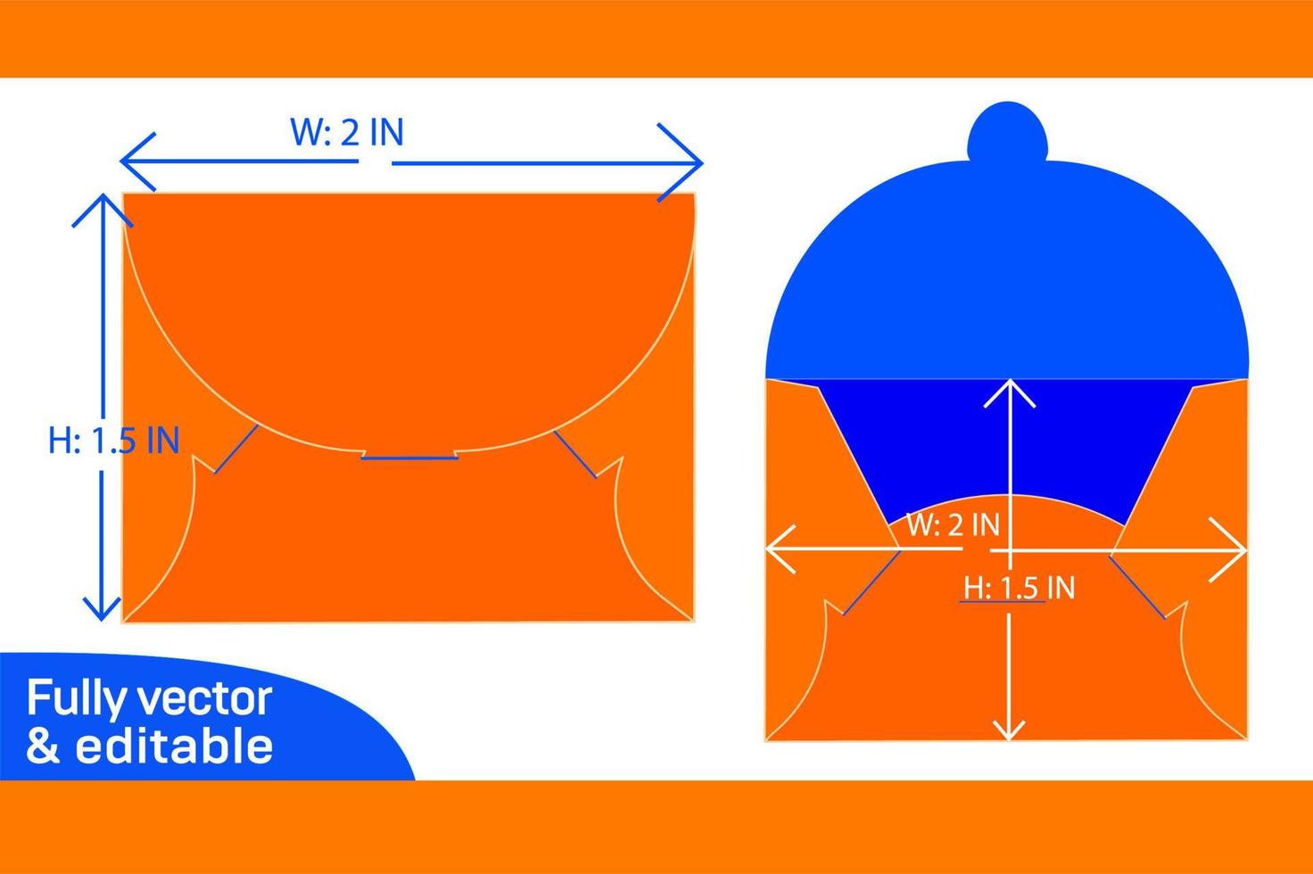 Envelope design die cut template and 3D render file 3D box vector