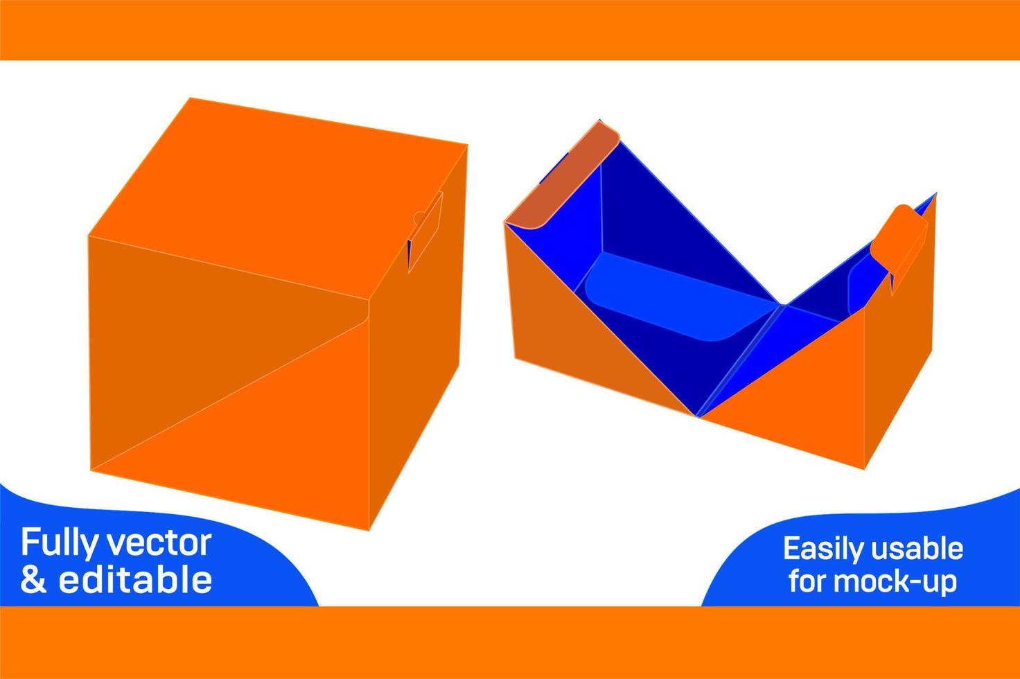 Gift box, luxury gift box, cosmetic box die cut template 3D box vector