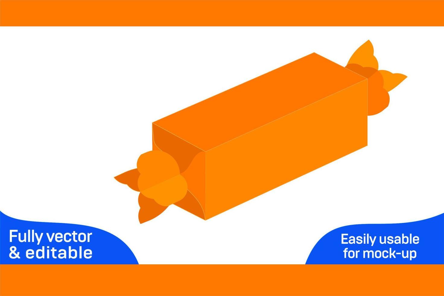 Chocolate box die cut template and 3D box design 3D box 21352994 Vector