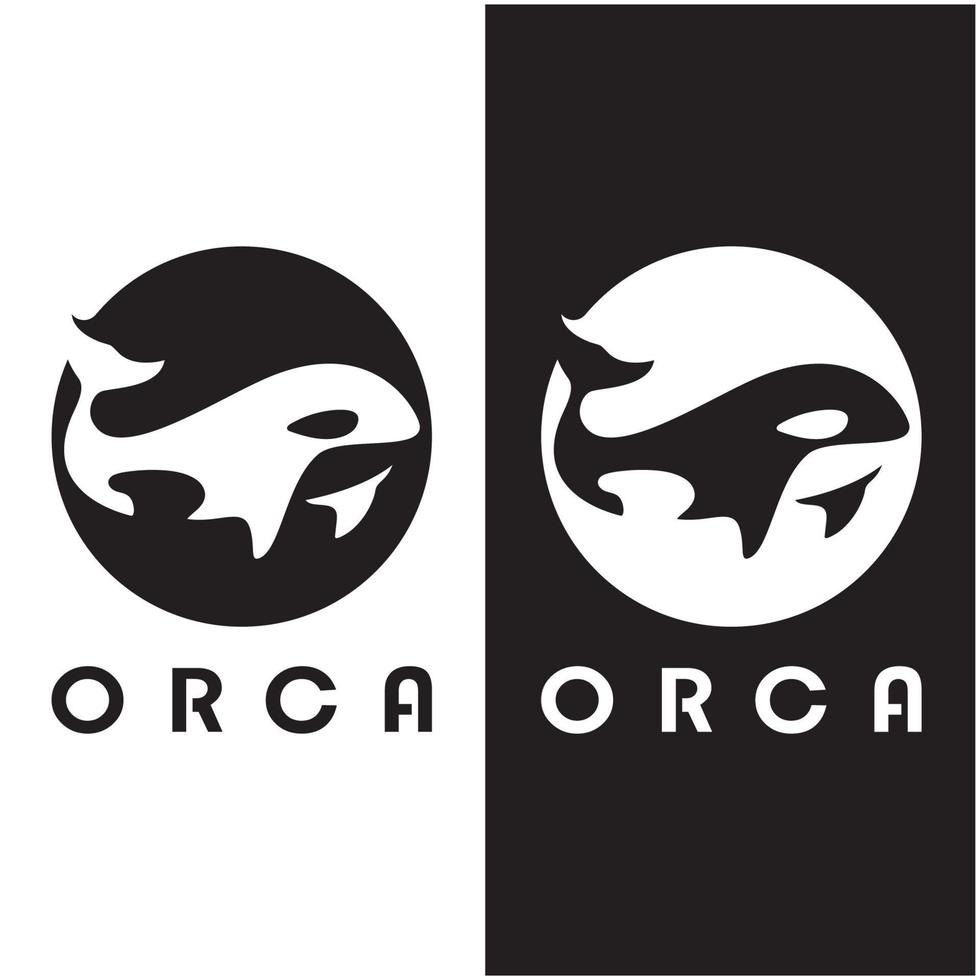 sencillo orca ballena animal ilustración logo creativo diseño, asesino ballena, submarino animal. logo para negocio, identidad y marca,insignia,conservación,ecología concepto, mar animal proteccion,vector vector