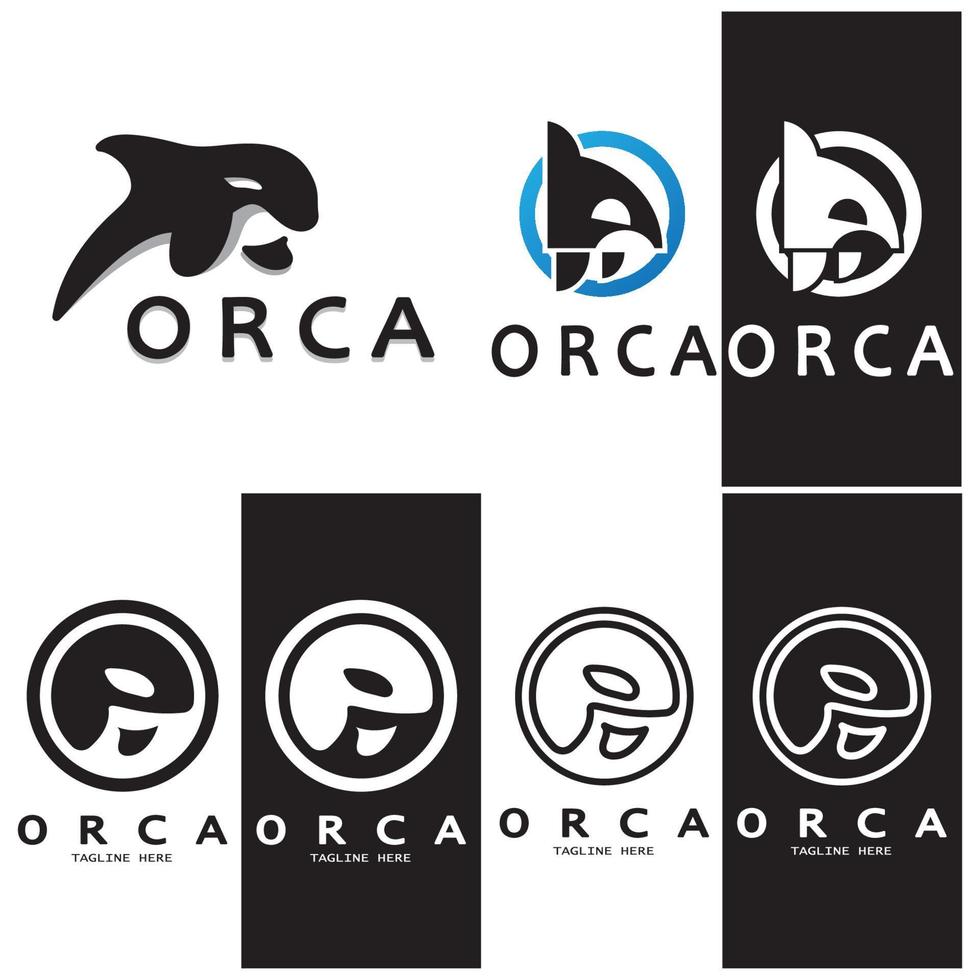 sencillo orca ballena animal ilustración logo creativo diseño, asesino ballena, submarino animal. logo para negocio, identidad y marca,insignia,conservación,ecología concepto, mar animal proteccion,vector vector