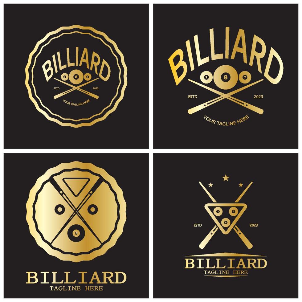 simple billiards logo template illustration with billiard balls and sticks,design for billiards booth,billiards business,bills competition,mobile billiards game,app,badge,billiards sport,vector vector