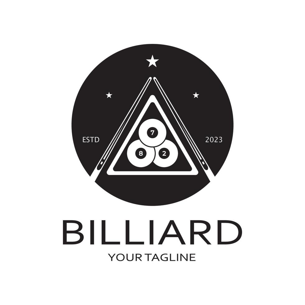 simple billiards logo template illustration with billiard balls and sticks,design for billiards booth,billiards business,bills competition,mobile billiards game,app,badge,billiards sport,vector vector