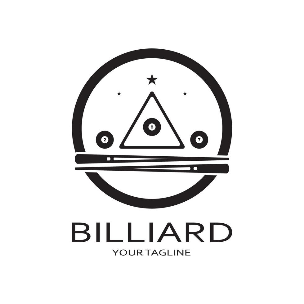 simple billiards logo template illustration with billiard balls and sticks,design for billiards booth,billiards business,bills competition,mobile billiards game,app,badge,billiards sport,vector vector