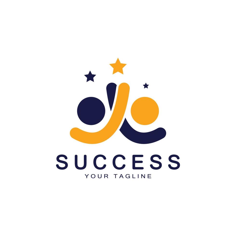 Abstract people success logo design.fun people,healthy people,sport,community people symbol vector illustration