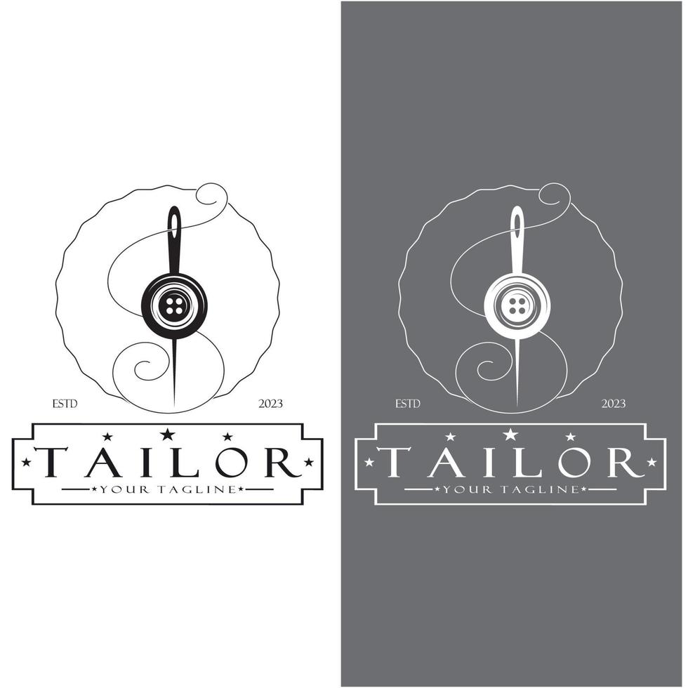 tailor logo icon illustration template combination of buttons for clothes, thread and sewing machine, for clothing product design, convection companies, fashion in vector form
