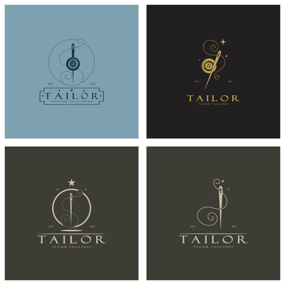 tailor logo icon illustration template combination of buttons for clothes, thread and sewing machine, for clothing product design, convection companies, fashion in vector form