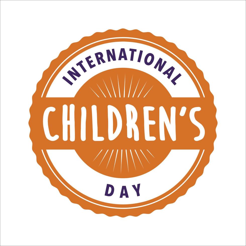 A circle of handprints with a text inside International Children's Day. Icon of colored prints of kid's hands on the Happy Children's Day. A template to create a logo, round frame. vector