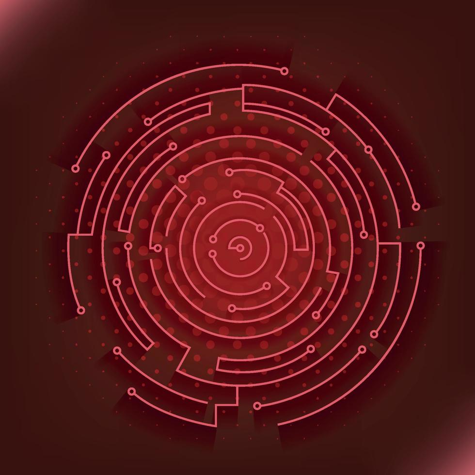 Technology communication cybernetic element. Vector abstract illustration of circuit board in the shape of circle.