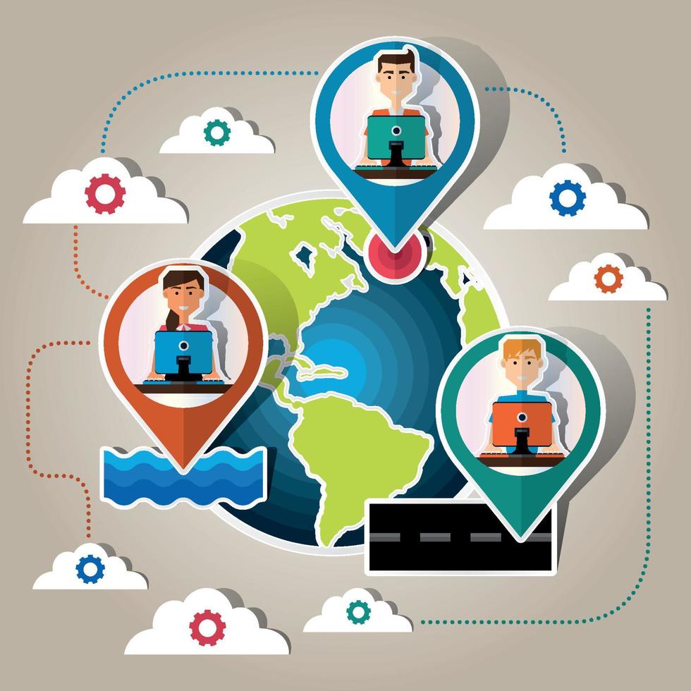 plano vector ilustración concepto móvil dispositivos conectado sobre un nube datos almacenamiento