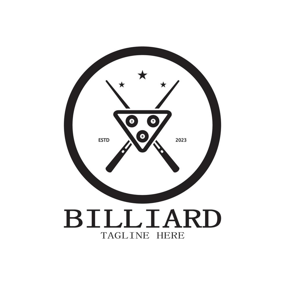simple billiards logo template illustration with billiard balls and sticks,design for billiards booth,billiards business,bills competition,mobile billiards game,app,badge,billiards sport,vector vector