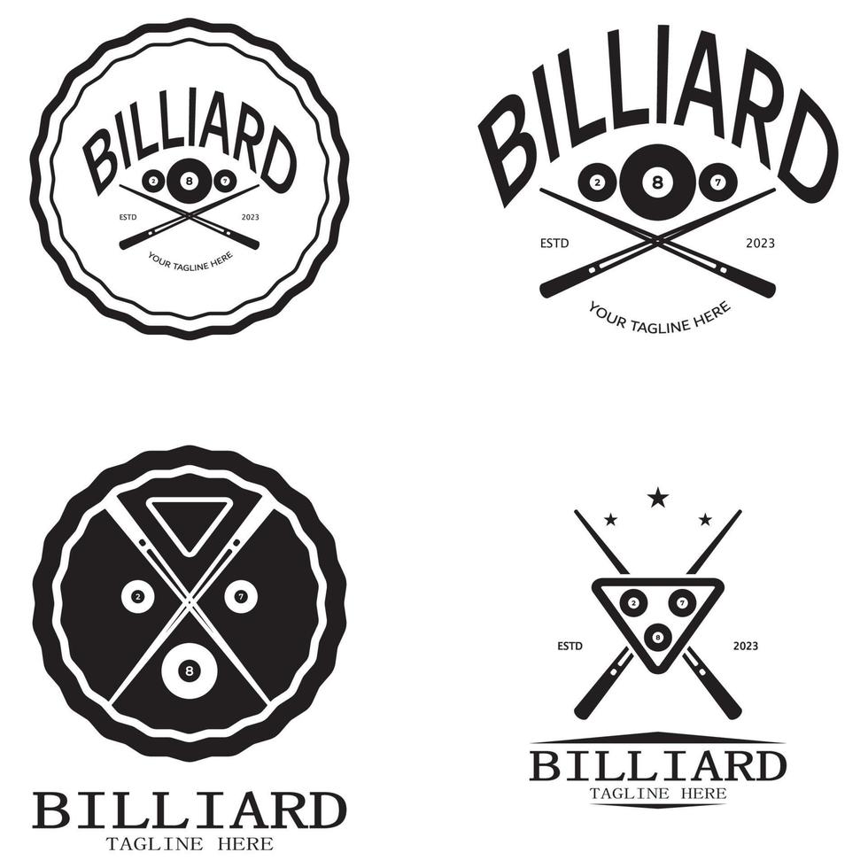 simple billiards logo template illustration with billiard balls and sticks,design for billiards booth,billiards business,bills competition,mobile billiards game,app,badge,billiards sport,vector vector