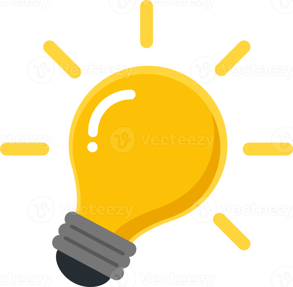 Light bulb with rays shine. Energy and idea symbol icon. greeting cards, prints for badges, posters png