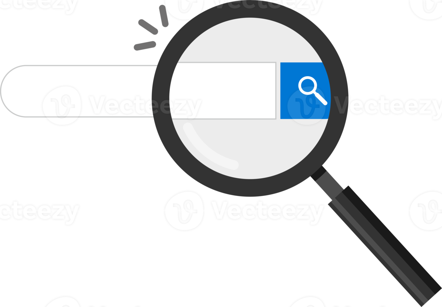 la loupe fait face à la barre de recherche et la page Web invite à rechercher png