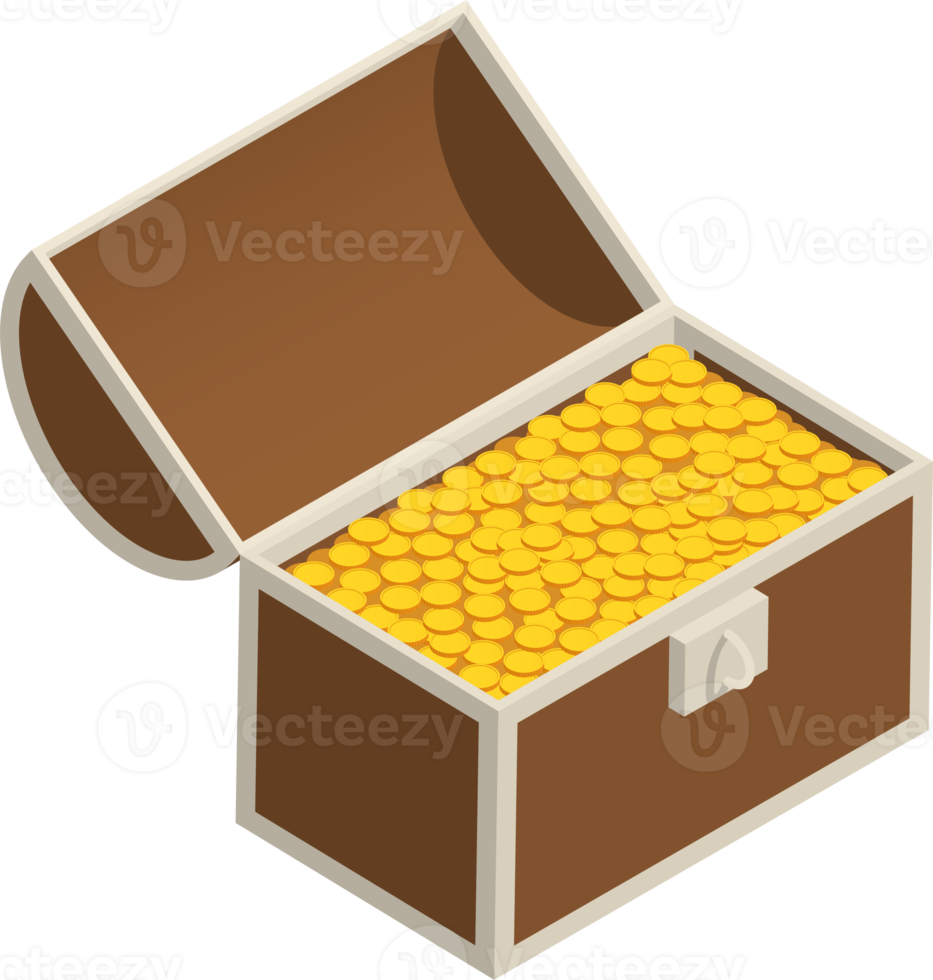 ouvert Trésor poitrine avec or pièces de monnaie illustration. png