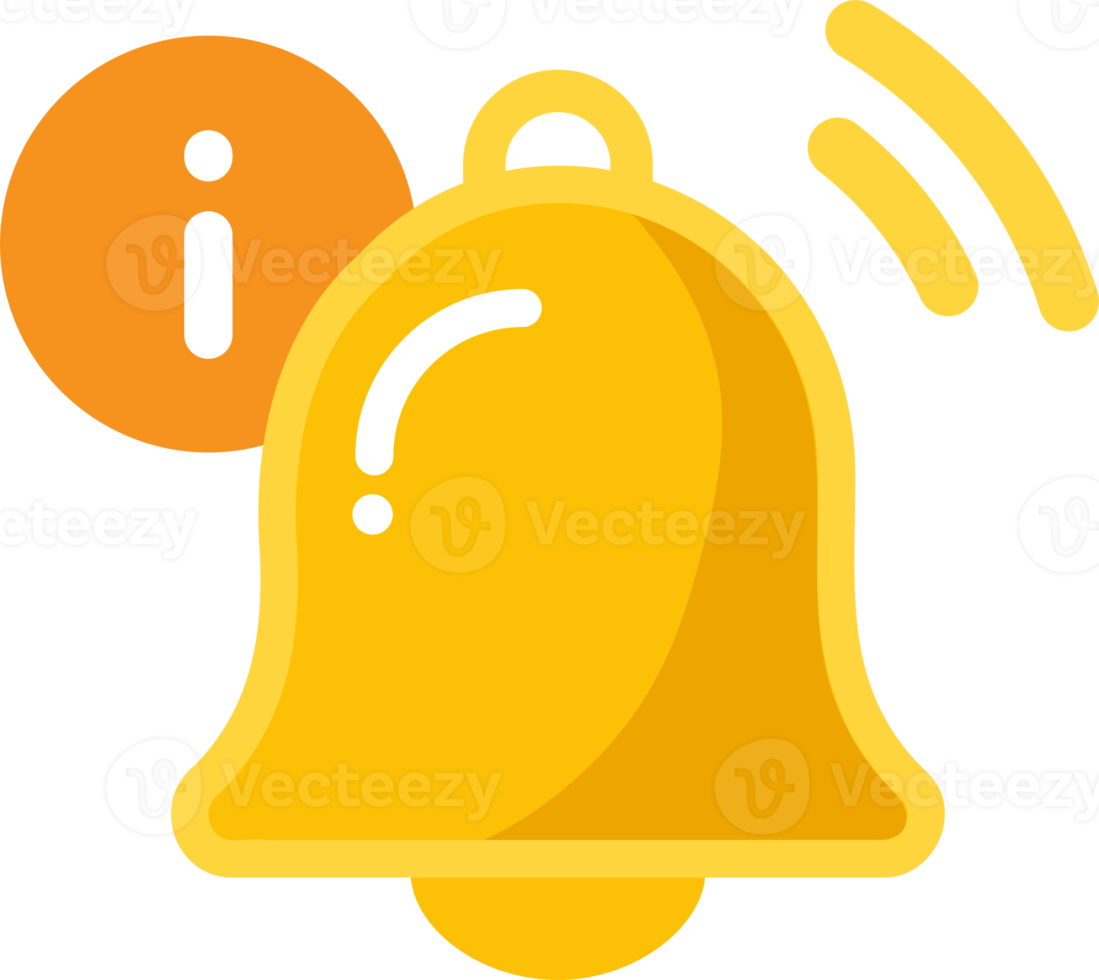 Notification bell icon . Ringing bell and notification sign for alarm clock and smartphone application alert or new message. png