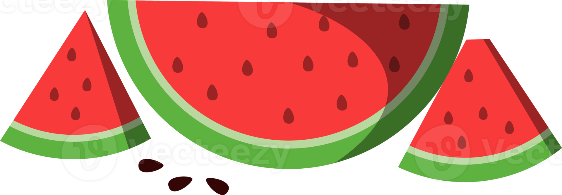 Fresh, ripe watermelon with vibrant red flesh, halved watermelon, perfect for summer png